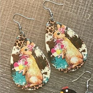Moda Bunny Floral Teardrop Earrings